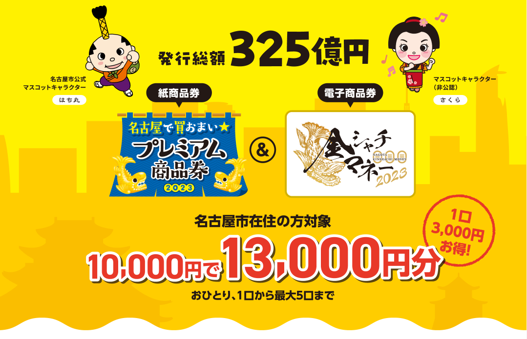 申込み受付中】名古屋プレミアム付き商品券！ひとり最大15,000円分お得に‼ | NAGOYA.（ナゴヤドット）