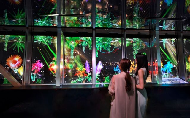 MRAIタワー×ネイキッド！名古屋の夜景に初夏の花々が咲き誇るデジタルアート5/1～